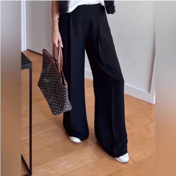 Spanx Pants Carefree Crepe Trousers Wide Leg Pull On in...